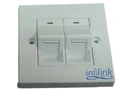 FACE PLATED INFILINK UK STYLE 45 Degree Angled 2 port ,Network Accessories
