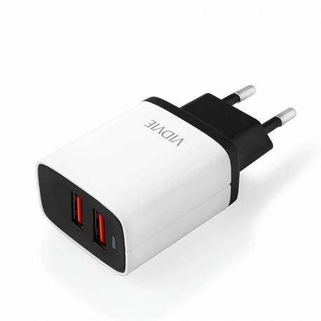 CHARGER VIDVIE 2 PORT AUTO-ID FOR IOS & ANDROID PLE216 - OUTPUT DC5V-2.4A  شاحن مخرجين مع كبل ,Smartphones & Tab Chargers