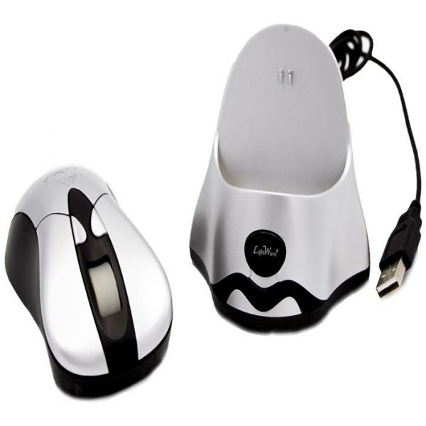 MOUSE LIQHT WAVE WIRELESS SILVER&BLAC OPTICAL LW-W5 USB ,Mouse