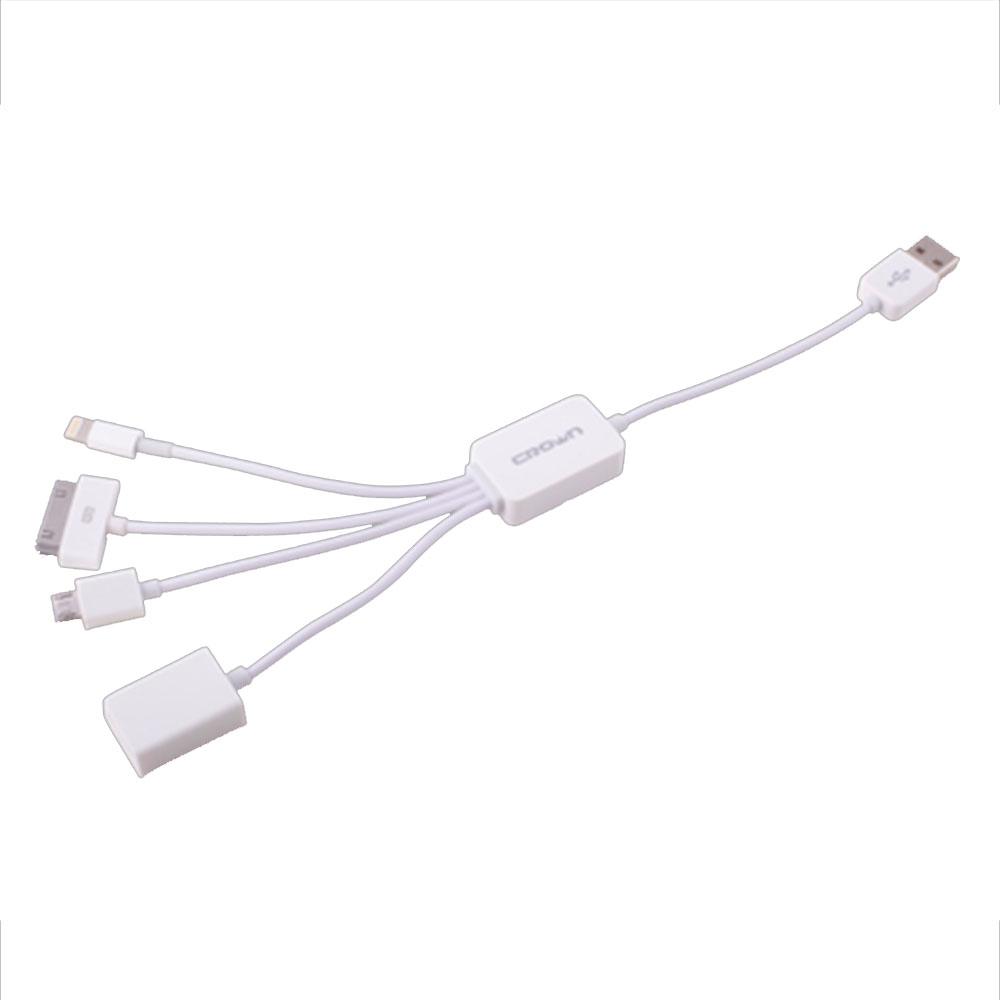 CABLE USB CHARGE 4 IN 1 MICRO & I PHONE 4 & I PHONE 5 & CARD READER  CROWN  CMUC-607 +كبلة قصيره ثلاثية شحن ,Other Smartphone Acc