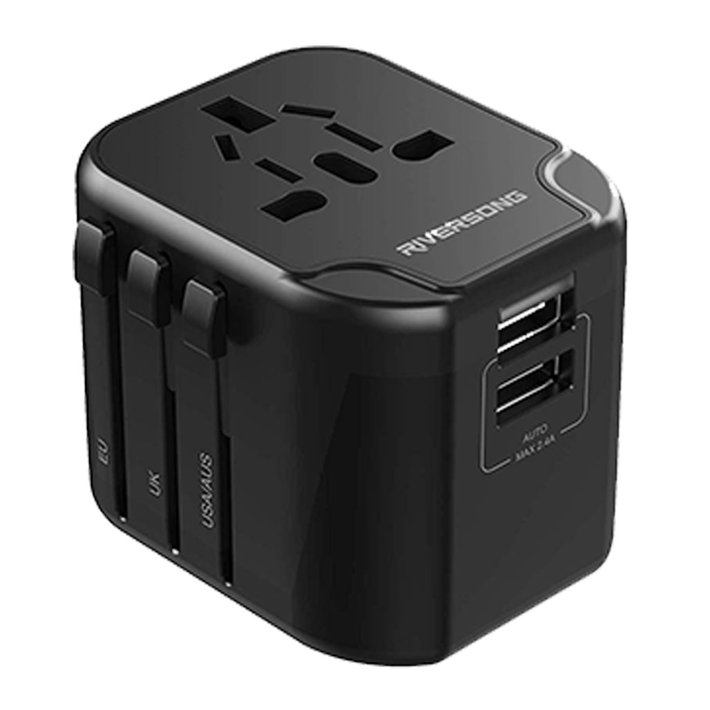 CHARGER RIVERSONG CHARGE  2.4A 2 PORT FOR SMARTPHONE AD38 - راسيه شاحن مع نقاصة مع محفظة ,Smartphones & Tab Chargers