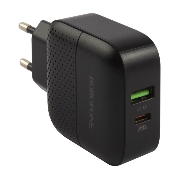 CHARGER BOROFONE 2 PORT QUICK CHARGE TYPE C & USB FOR ANDROID BA46A 18Wراسيه شاحن سريع مخرج عادي ومخرج تايب سي ,Smartphones & Tab Chargers