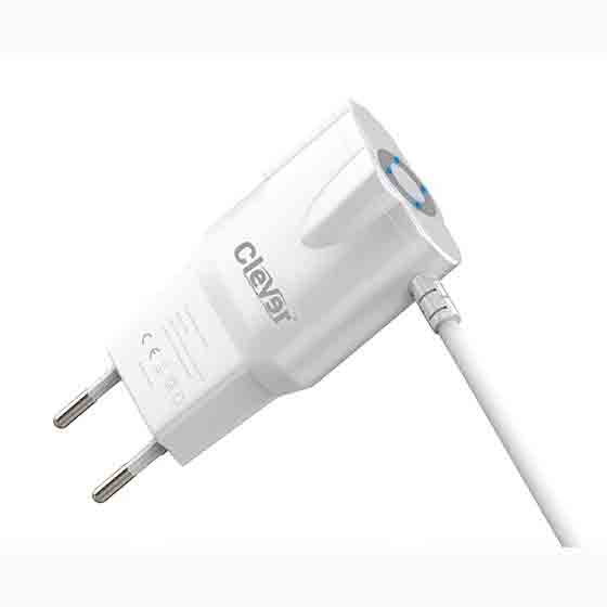 CHARGER 1USB FOR MOBILE&TAB ANDROID -CLEVER HC 1005 1.5A شاحن مخرج واحد مع كبل مدمج ,Smartphones & Tab Chargers