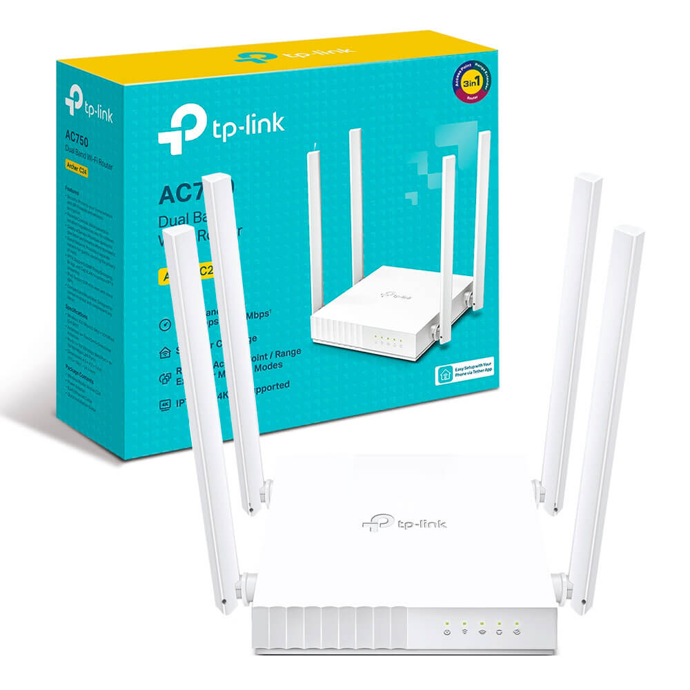 ACCESS POINT + RANGE EXTENDER PLUG WIRELESS DUAL BAND AC750 Mbps+LAN 10/100 TP-LINK ARCHE R C24, Wirless & Switch