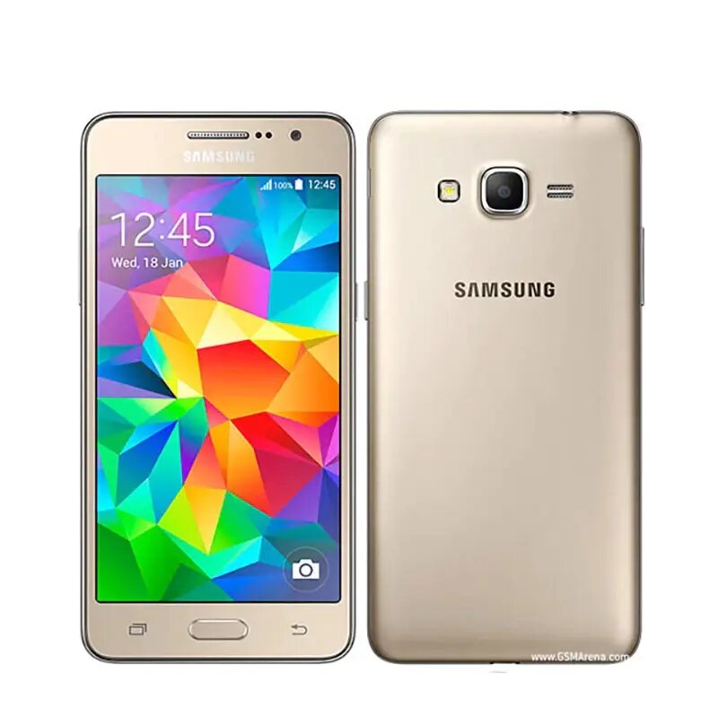 MOBILE PHONE SAMSUNG 5.0 QUAD CORE 1.2GHZ 1GB 8GB DUAL SIM GALAXY GRAND PRIME GOLDمستعمل معرف على الشبكة ,Used Smartphone