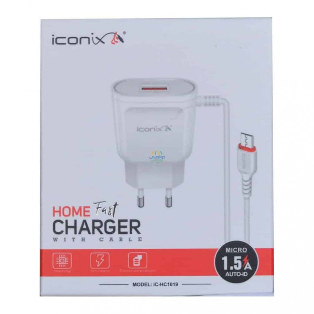 CHARGER 1 PORT FOR ANDROID/IOS OUTPUT DC5V-1.5A V8 I CONIX IC-HC1019 شاحن مخرج واحد مع كبل مايكرو ,Smartphones & Tab Chargers