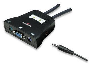 KVM SWITCH MINI 1 PORT USB + 1 PORT PS2 WITH AUDIO SUPPORT INTELLINET 524612 ,KVM Switch