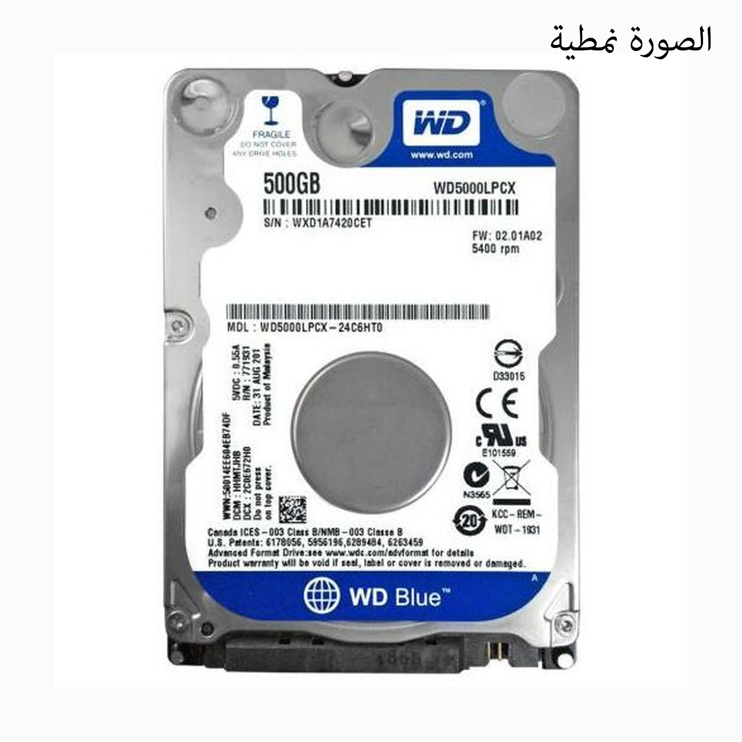 HDD 500GB WD SATA3 FOR NOTEBOOK 5400RPM مستعمل ,Laptop HDD