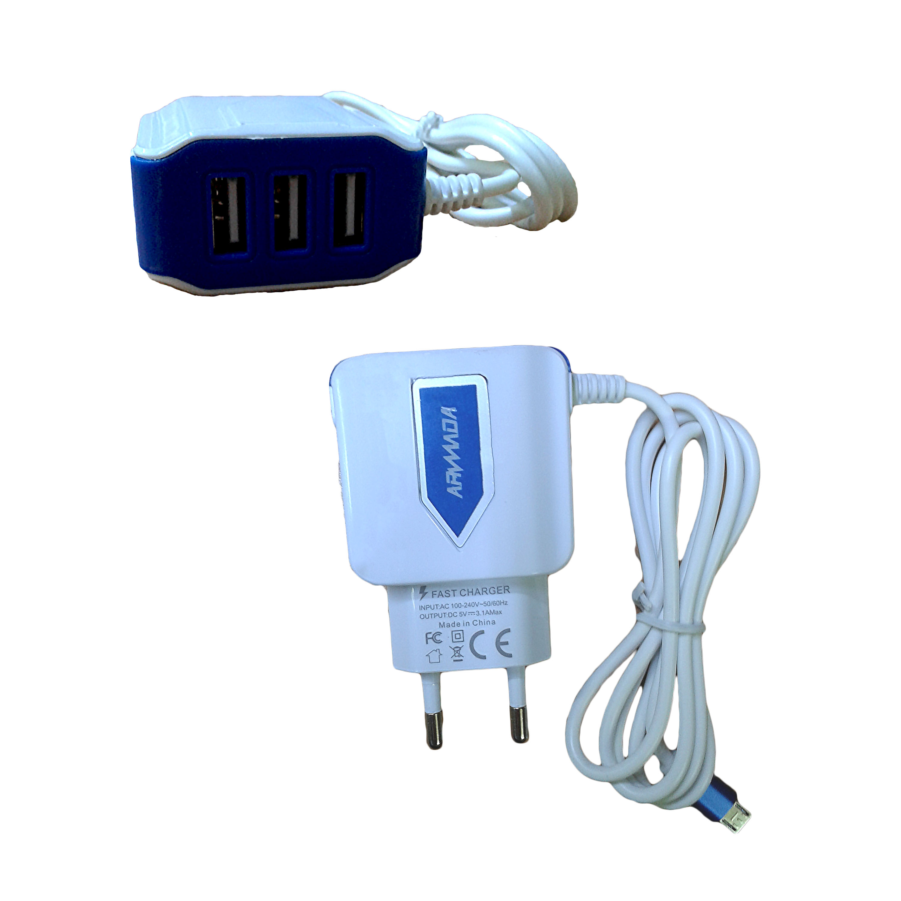 CHARGER 3USB FOR MOBILE&TAB ANDROID -ARMADA C001  مع كبل ,Smartphones & Tab Chargers