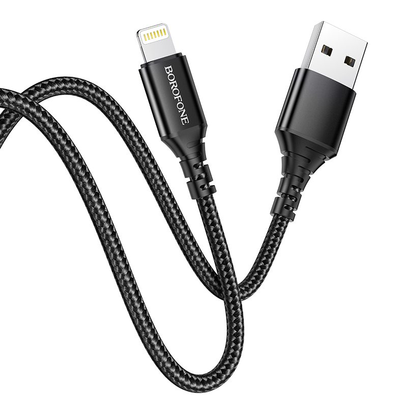 CABLE LIGHTNING FOR IPHONE & IPAD DATA & CHARGE BOROFONE 2.4A BX 54 قماش ,Other Smartphone Acc