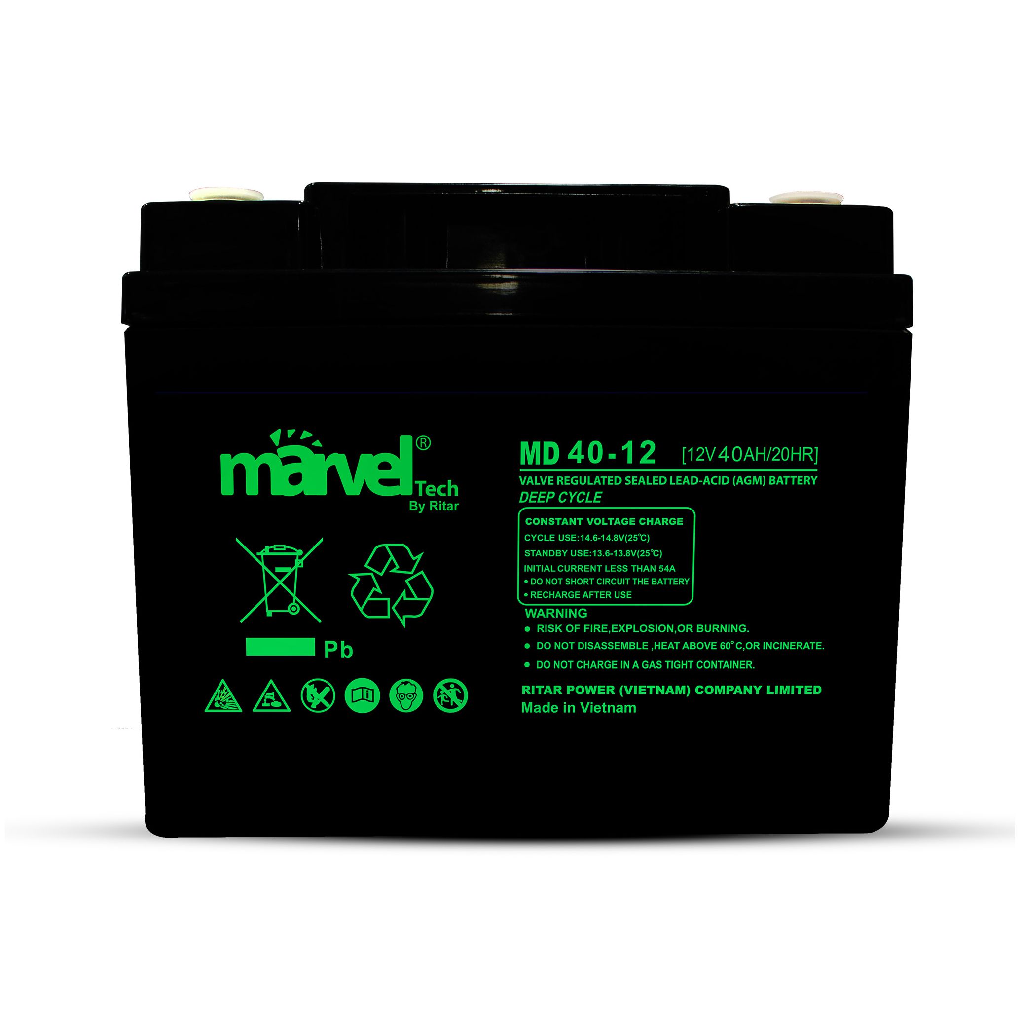 BATTERY MARVEL AGM MD 12V/40 AH DEEP CYCLE ,Batteries