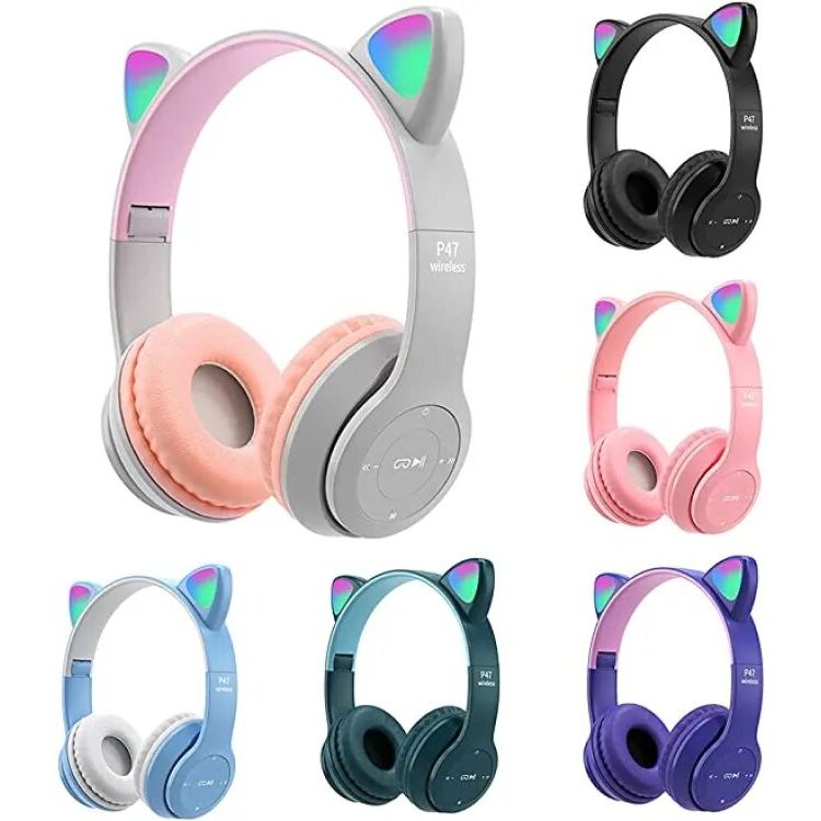 HEADSET BLUETOOTH P47M RGB MICRO SD + FM RADIO + AUX + MIC - COLOR, Smartphones & Tab Headsets