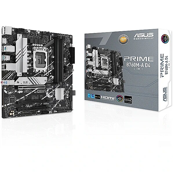 MB ASUS PRIME B760M-R D4 FOR INTEL 12th and 13th Gen LGA 1700 DUAL M.2 PCIE4 X16 ,Desktop Mainboard