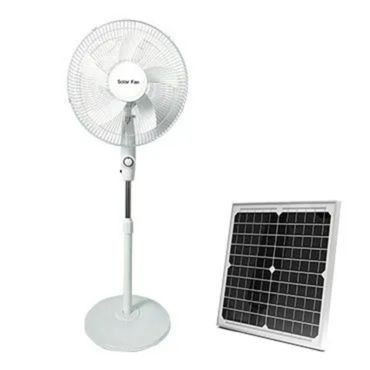 مروحة SOLAR FAN T168 عامود  16 انش بطارية داخلية يمكن وصلها على لوح شمسي وتعمل على الكهربا مع لوح شمسي ,Room Fan