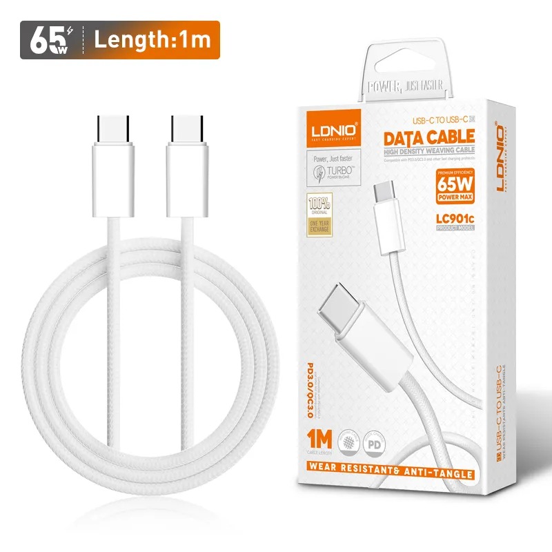 CABLE TYPE-C TO TYPE-C 65W DATA & CHARGE LDNIO IP-901C QUICK CHARGE ,Other Smartphone Acc