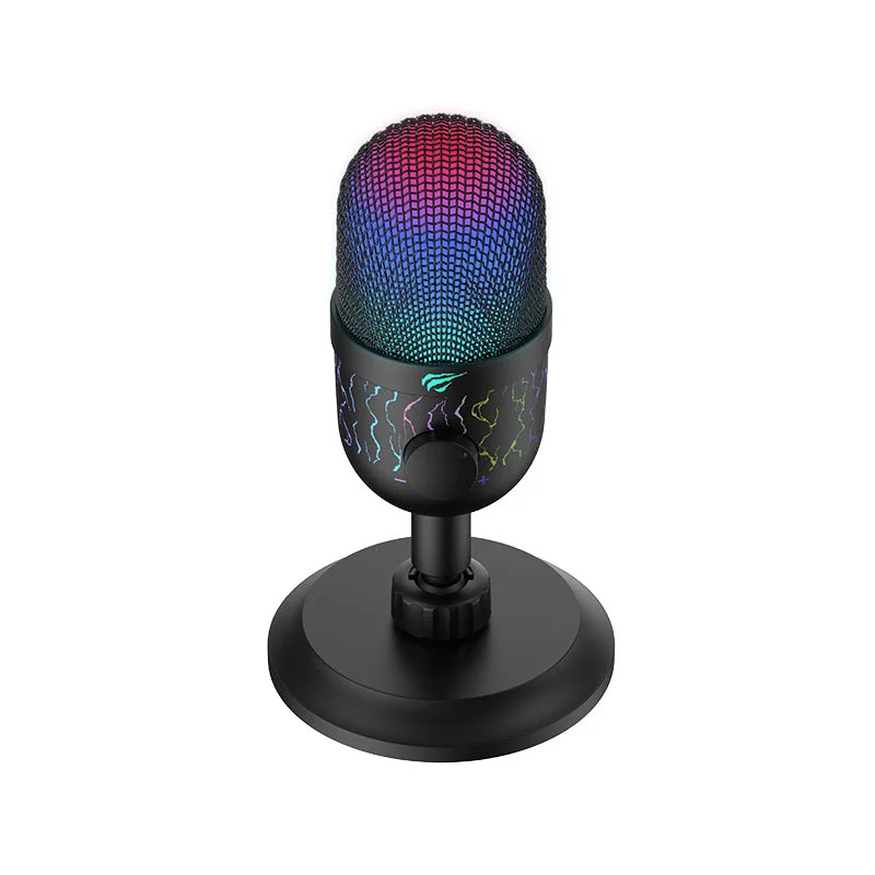 MIC HAVIT GAMENOTE GK52 LIVE RECORDING RGB MICROPHONE RGB  48 kHz/16 BIT USB/3.5MM JACK ,Headphones & Mics
