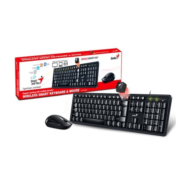 KEYBOARD GENIUS SMART KM-8200 WIRELESS COMBO MOUSE DPI 1200 2.4GHZ 10M ,Keyboard