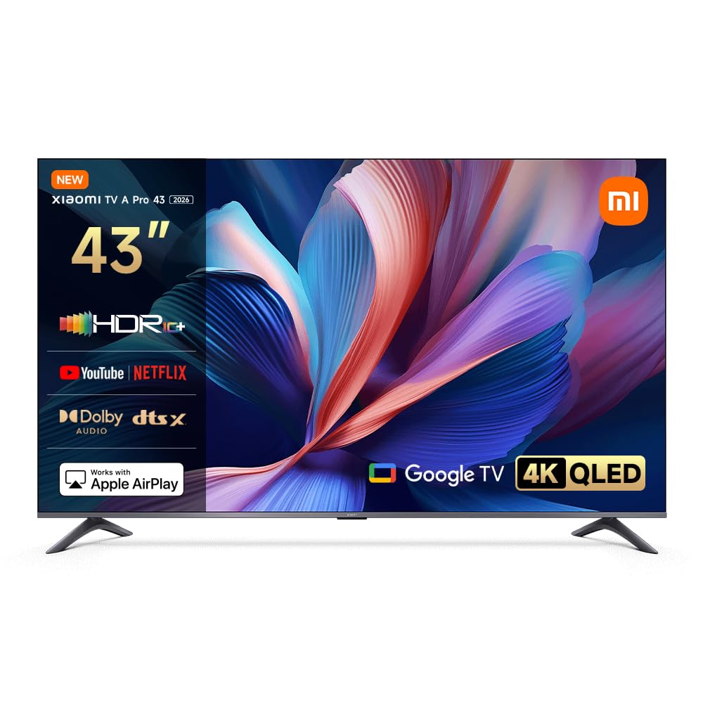 XIAOMI MONITOR QLED TV A PRO 43 4K 2026  SMART TV
3840 × 2160/4K HDR10+ Google TV Dolby Audio, DTS-X, DTS-Virtual  Bluetooth Ethernet HDMI USB  Wi-Fi ,LED