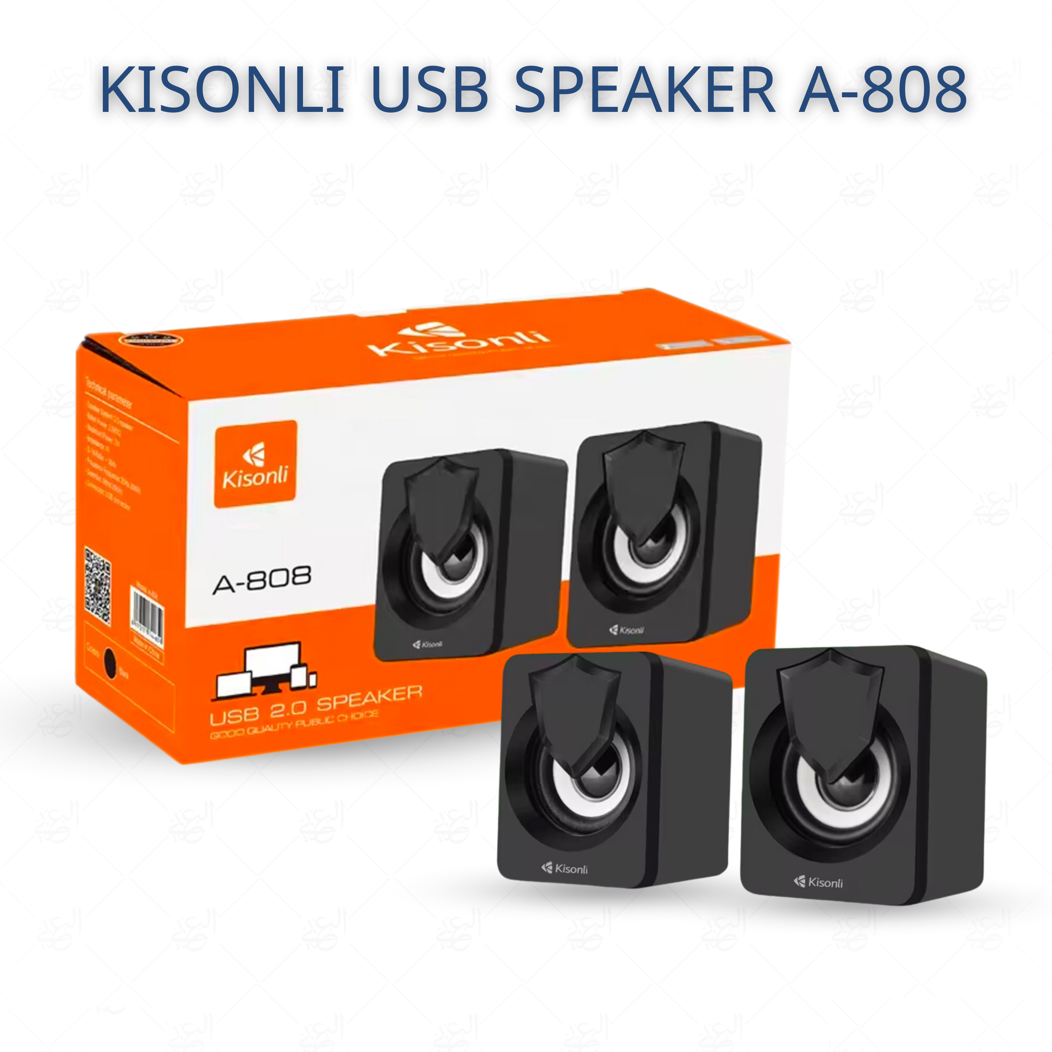 MULTIMEDIA SPEAKER KISONLI A-808 FOR PC 3.5mm AUDIO CABLE USB DC5V POWER 2.5W X2 RMS ,Speakers