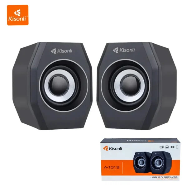 MULTIMEDIA SPEAKER KISONLI A-101S FOR PC 3.5mm AUDIO CABLE USB DC5V POWER 3W X2 RMS ,Speakers